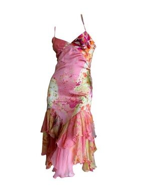 ISO DO NOT BUY Roberto Cavalli Pink Floral High-Low Slip Dress